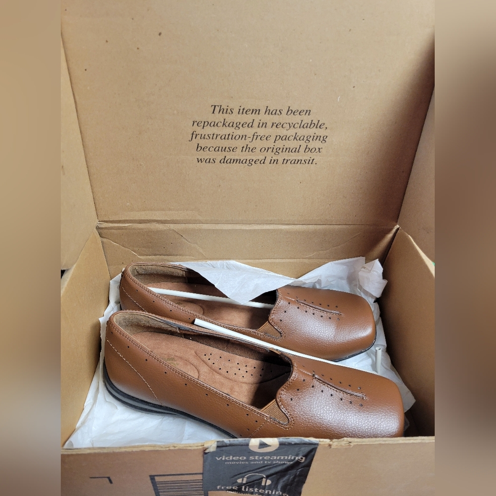 Easy Street NEW Women's 10WW‎ Comfort Wave Kay Slip-on Mules Dark Tan in Box